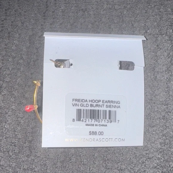 Kendra Scott Gold Earrings with Red Accents - Picture 2 of 3